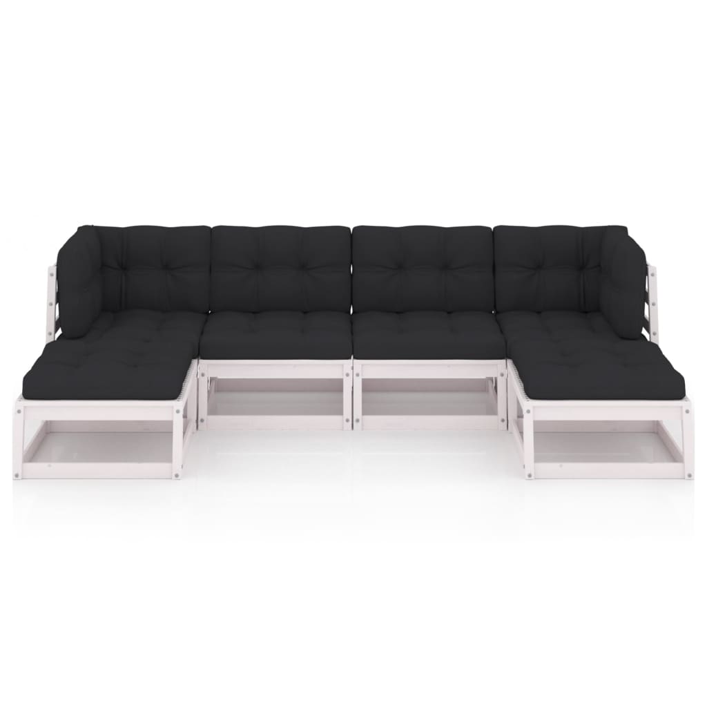 6-tlg. Garten-Lounge-Set mit Kissen Kiefer Massivholz